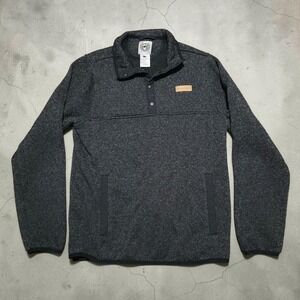 Cinch Fleece Pullover Dark Gray 1/4 Snap Front Sweater Mens Size Small